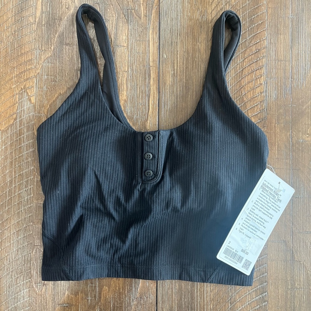 Lululemon Black Ribbed Henley Tank